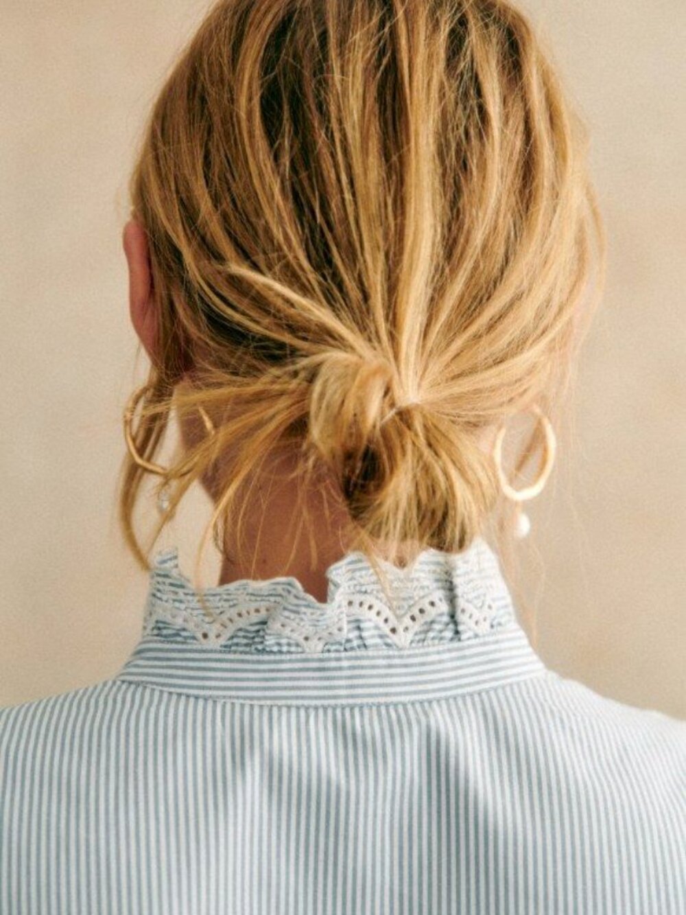 Sezane Chlo Blouse Button Down Shirt Blue Stripe 100% cotton sz 38 or 6 - Picture 3 of 10